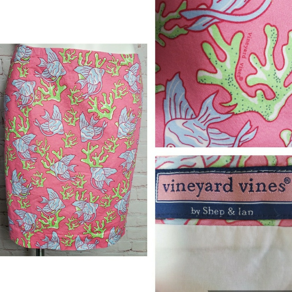 Vineyard Vines Skirt Pink with Fish & Coral 4